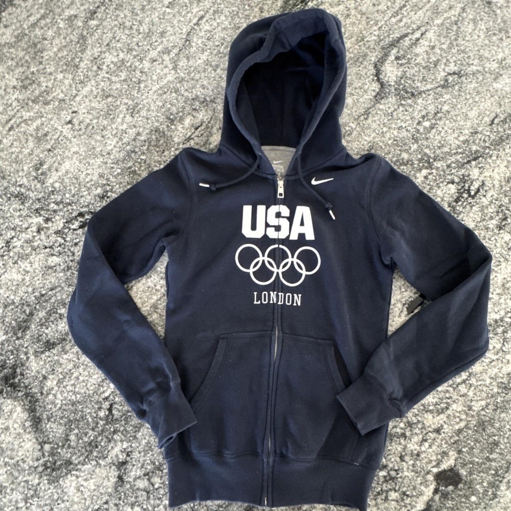 Womens USA London Olympics Nike Full Zip Hoodie Sweatshirt XS Blue #571